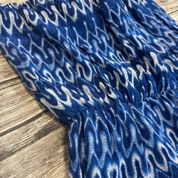 Thakoon Women's Sleeveless Silk Wide Leg Jumpsuit Romper Blue 6 Pockets Abstract - Picture 7 of 15